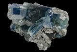 Blue-Green Fluorite on Sparkling Quartz - China #128931-2